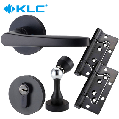 德国KLC门锁 黑色室内门锁卧室房门锁把手木门分体锁具三件套装