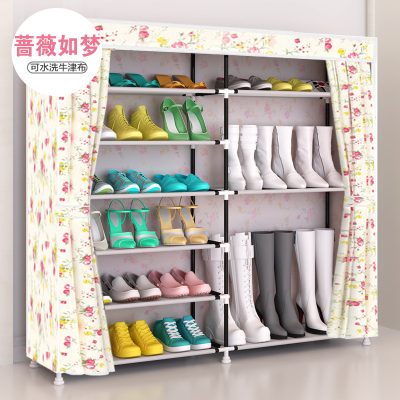 韩式简易鞋柜经济型组装折叠组合牛津布女式鞋架加固加厚简约现代
