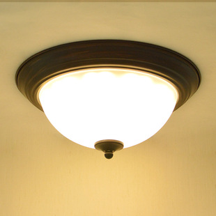 欧式复古厨房卧室书房玄关过道阳台铁艺灯 美式LED吸顶灯圆形