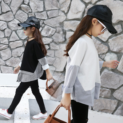 女童秋装2016韩版新款长袖卫衣假两件儿童装宝宝亲子童装上衣潮