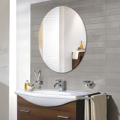 简约浴室镜椭圆镜壁挂镜无框镜卫生间洗手间免打孔贴墙镜子圆形镜
