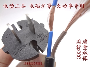 国标纯铜大功率圆插头黑色线2芯1.0平方1.8米电动工具插头电源线