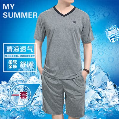 2016夏季运动套装男士健身房薄款中年短袖T恤男套装休闲跑步短裤