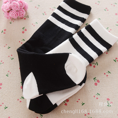 布袋娃娃童装2016秋冬新款韩国条纹多色中筒袜2-7岁适合男女童袜