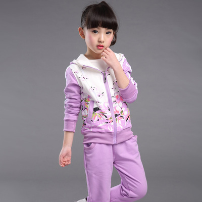 女大童运动套装春秋款韩版小女孩碎花两件套学生装两件套12-15岁