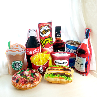 创意仿真薯条汉堡星巴克可乐食物零食抱枕靠垫靠枕吃货恶搞礼物