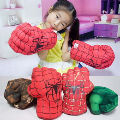 绿巨人玩具手套蜘蛛侠拳击手套毛绒玩具浩克拳套儿童成人搞怪礼物