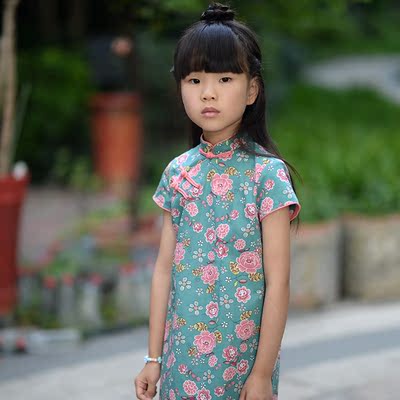 新中式女童旗袍连衣裙纯棉手工盘扣传统工艺laawaap品牌定制