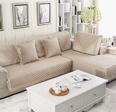 四季沙发垫欧式 亚麻简约组合布艺实木纯色沙发套 棉麻沙发巾罩