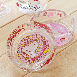hello kitty粉色豹纹卡通烟灰缸 玻璃烟缸 创意个性烟灰缸