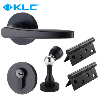 德国KLC现代简约黑色室内卧室房门锁具把手静音门锁三件套装
