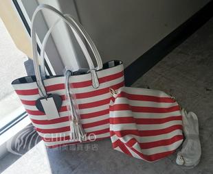 美国直邮 Imoshion美國潮牌 水手红白条纹子母包 两件套包包