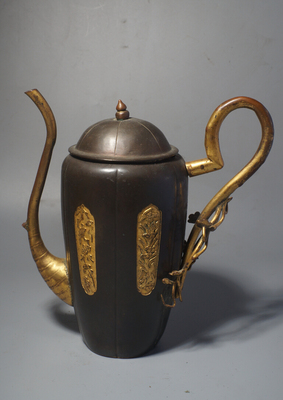 欧洲回流 18世纪 乾隆造办处 乌铜鎏金壶