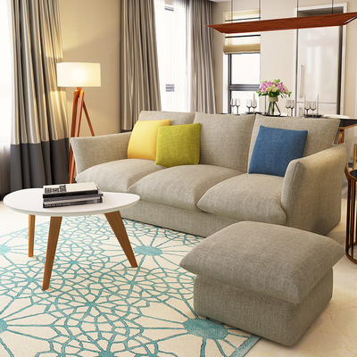 小户型北欧宜家布艺沙发客厅转角乳胶双三人组合简约现代羽绒沙发