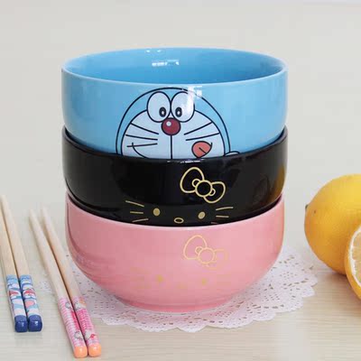 包邮hello kitty哆啦a梦陶瓷米饭碗5英寸儿童小碗创意可爱餐具