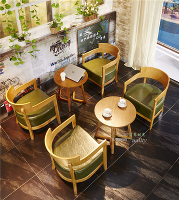 休闲咖啡椅 实木围椅 西餐厅桌椅 美式复古 茶几 连锁店批发订制