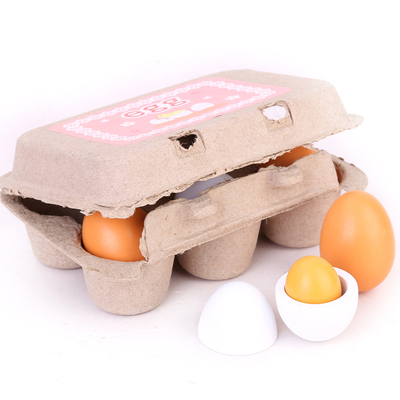 木质超级仿真鸡蛋木制鸡蛋6只盒装 过家家玩具2-3-4-5-6宝宝玩具