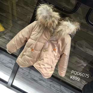 2016年韩国品牌专柜正品PYOTA POPS加厚棉袄大衣貉子毛领外套