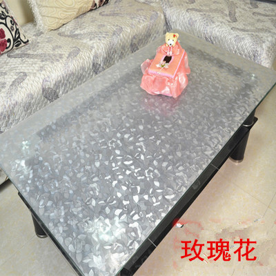 PVC玫瑰花磨砂方格软质玻璃 水晶板透明垫防油桌布 防水茶几布