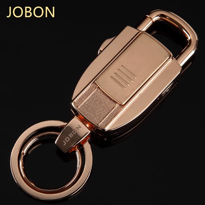 高档jobon中邦刻字汽车钥匙扣男士USB充电防风个性打火机创意礼品