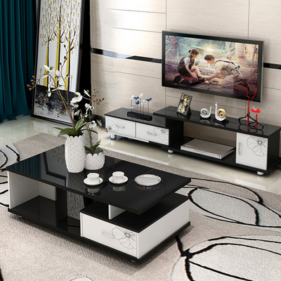 电视柜简约现代客厅家具落地斗柜可伸缩小户型电视柜茶几组合套装