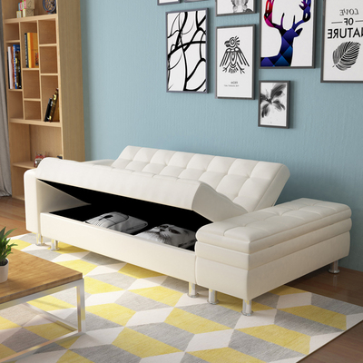 奥古拉 沙发床 可折叠 日式客厅小户型多功能皮艺沙发床 带收纳