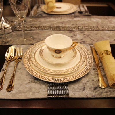 新新古典欧式欧美样板间家居餐桌摆件西餐盘餐具餐碟刀叉勺套装全