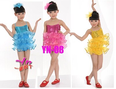 新款儿童演出服装舞台表演舞蹈服女童蓬蓬裙幼儿舞蹈服装拉丁舞服