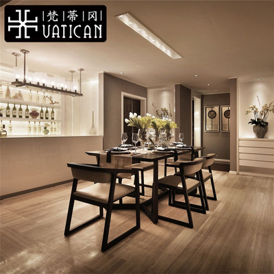 现代新中式实木餐椅简约禅意餐桌椅组合 别墅样板房餐厅一桌6椅子