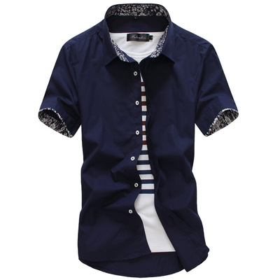 2016夏季新款格子衬衫男士韩版修身型休闲免烫短袖衬衣青年寸衫潮