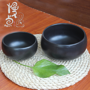 素食纯黑碗居士僧人饭碗传统复古佛文化中国风釉下彩陶瓷碗钵定制