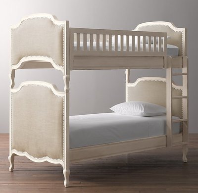 美式乡村子母床双层床高低床上下床儿童软包床法式复古儿童床定制