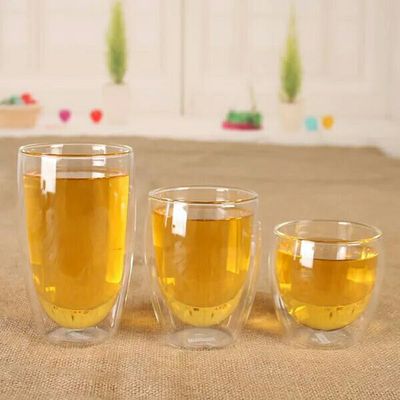 启源茶具 双层耐热玻璃杯   透明玻璃杯   创意牛奶咖啡杯子