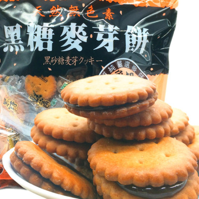 特惠价包邮台湾生产正宗品进口零食品升田黑糖麦芽饼干500g袋奶素