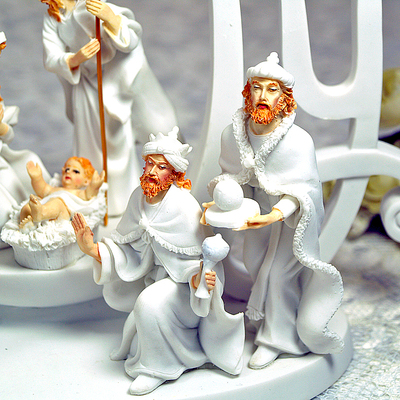 徒结婚礼基督教基督督饰品 马槽 创耶稣诞生品 意树脂带灯基