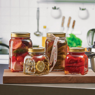 土耳其 耐热密封罐厨房储物罐 柠檬蜂蜜玻璃瓶罐果酱瓶冰箱储物罐