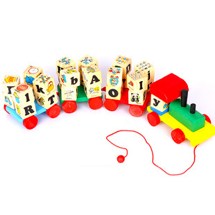 儿童益智玩具 出口欧美 木制智力拼装玩具 字母小火车 儿童玩具