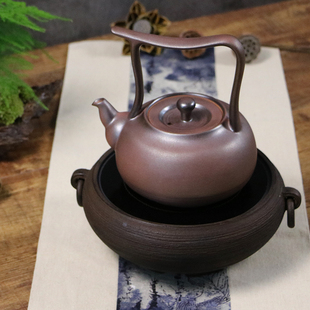 台湾手工陶壶煮茶壶粗陶提梁壶电陶炉日式养生砂铫陶瓷功夫泡茶器