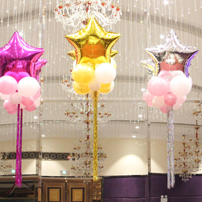 流苏彩雨丝帘心形五角星铝膜气球套餐婚庆婚房周岁生日派对装饰品