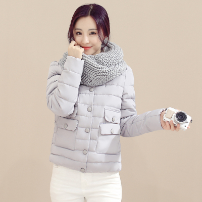 2016冬装轻薄款圆领大码长袖韩版棉衣女短款修身加厚羽绒棉服外套
