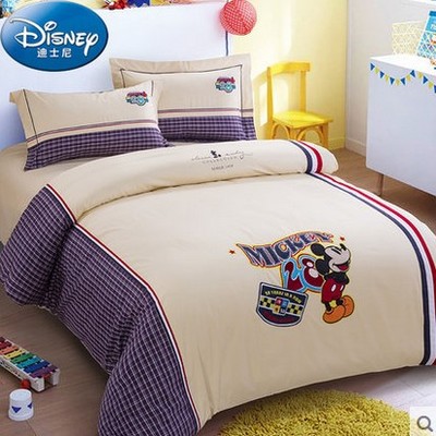 正品Disney/迪士尼被套三四件套卡通儿童床单刺绣贴布绣床上用品