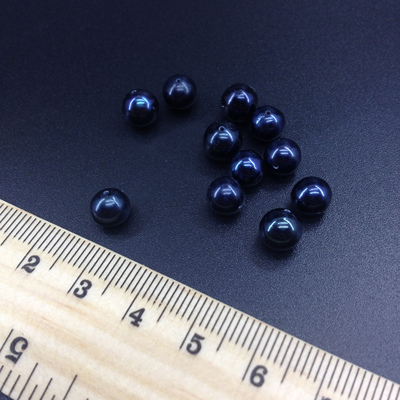 6-7mm天然淡水黑珍珠圆形珠裸珠散珠全孔DIY珠宝饰品首饰配珠