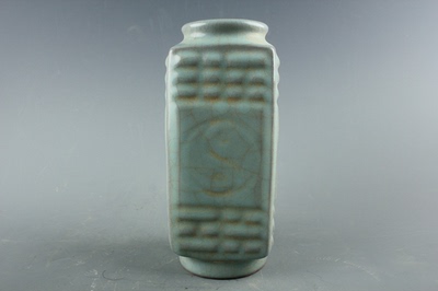 包邮 清 龙泉 官窑 官瓷 八卦纹 琮式瓶 古董古玩老瓷器 收藏品
