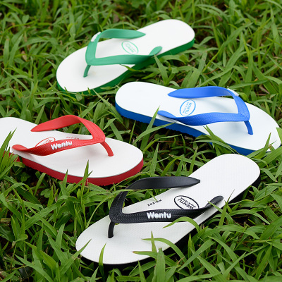 夏季越南人字拖鞋男士韩版潮流时尚小白鞋夹脚黑红蓝绿色沙滩凉鞋