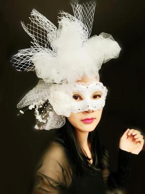 白色夸张 威尼斯时尚头饰面具 美女公主蒙面 化妆舞会万圣节歌手
