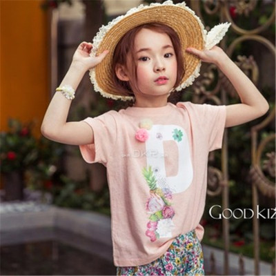 韩国童装2016夏装新款韩版女童清新印花字母纯棉宽松儿童T恤亲子