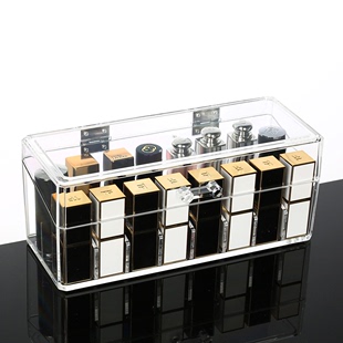 桌面化妆品收纳盒口红架子整理盒置物架透明有盖防尘唇膏展示架