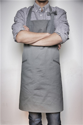 帆布简约韩版厨房纯色男士围裙 高端酒店厨师服务员烘焙店可定制