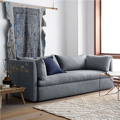 亚麻布沙发 灰色小户型简约现代日式双三人组合 北欧客厅布艺沙发