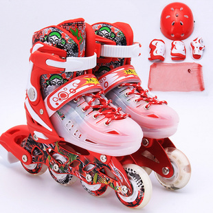 MIQI溜冰鞋儿童米奇男童轮滑鞋全套装女童旱冰鞋8轮全闪特价包邮